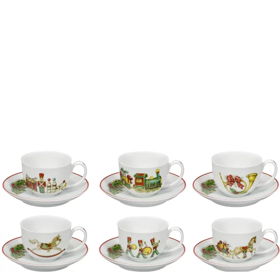 Christmas Magic Set 6 Coffee Cups & Saucers
