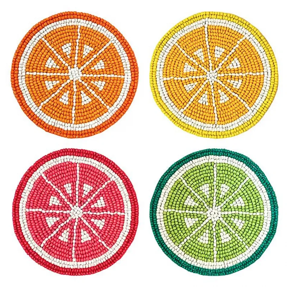 Citrus Multi 3.7" Round Coasters, Set Of 4