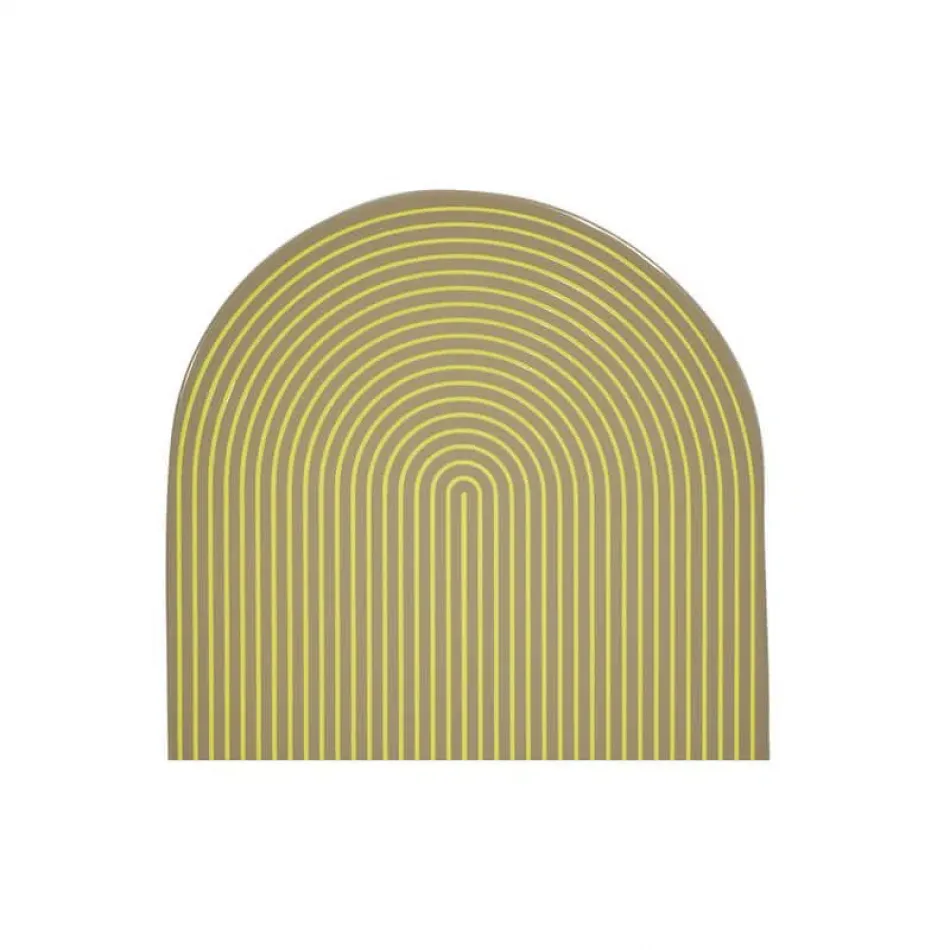Lacquer Stripe Grey/Yellow 3.7" Round Coasters, Set Of 4
