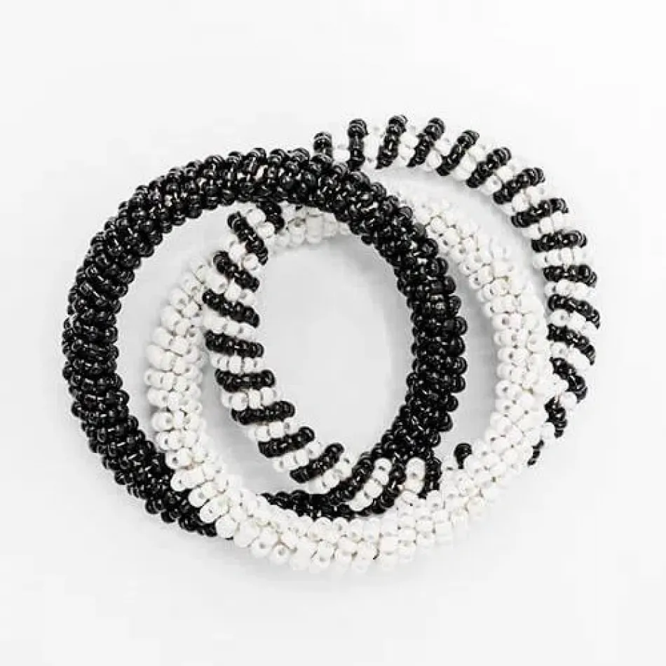 Beaded Black/White Napkin Ring