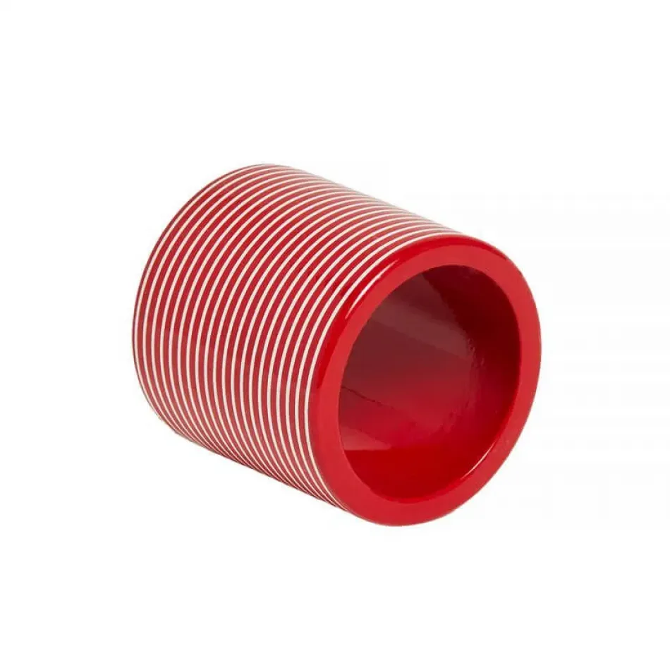 Lacquer Stripe Red/White Stripes Napkin Ring