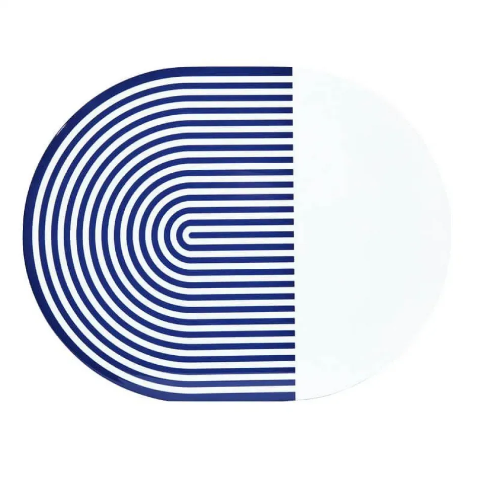 Stripes/Solids Lacquer White/Part Navy Stripes 14" x 18" Oval Placemat