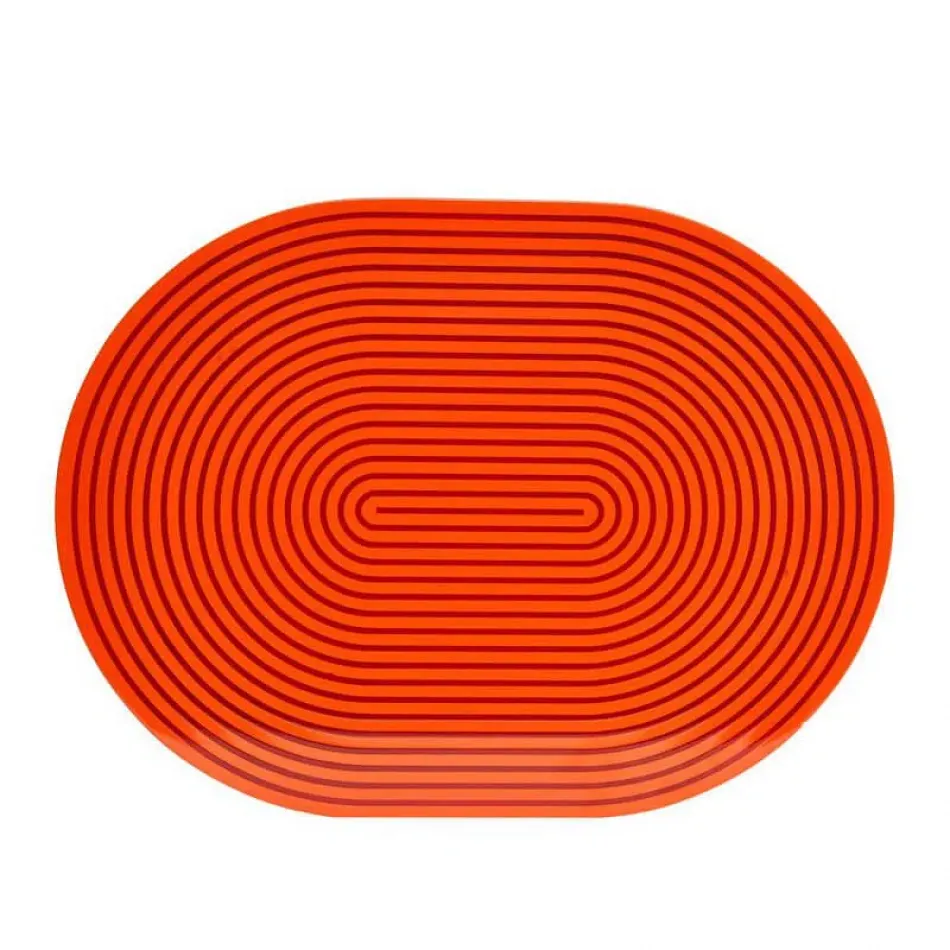 Lacquer Stripe Orange/Red Stripes 14" x 18" Oval Placemat