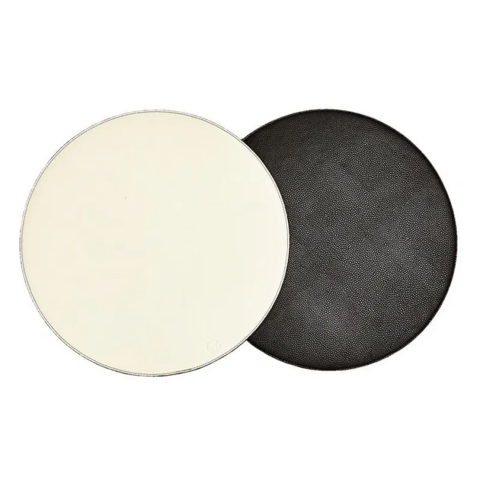 Round Reversible Black/Off White 15" Round Placemat