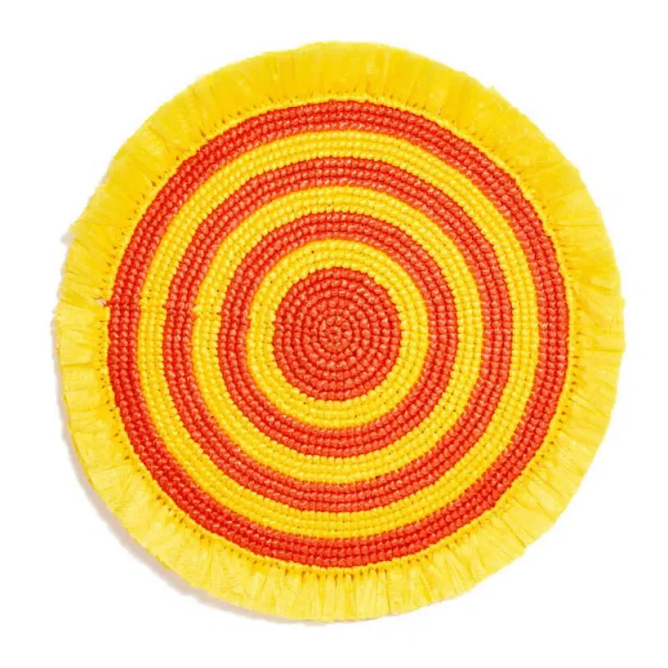 Woven Fringe Canary Yellow/Orange 16" Round Placemat