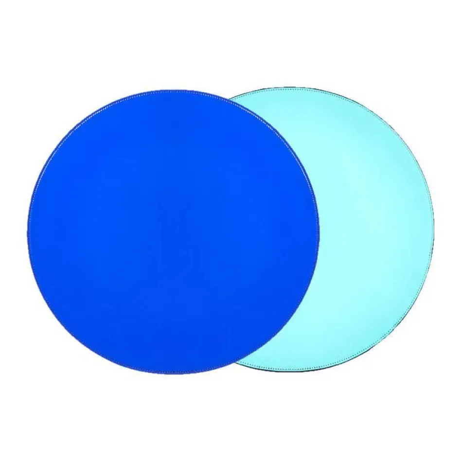 Patent Leather Round Reversible Turquoise/Navy 15" Placemat