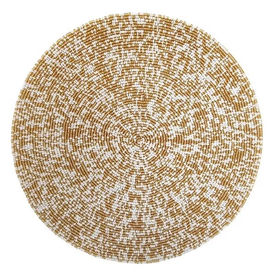 Speckle Decorative Mat Gold/White 12" Round Placemat