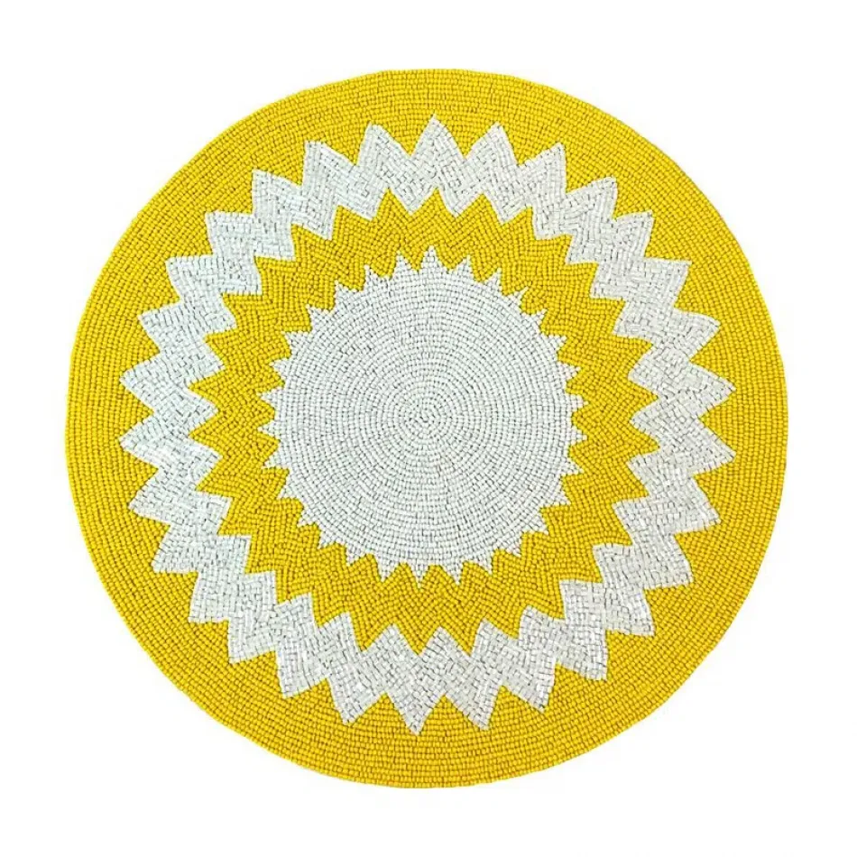 Capri Yellow/White 15" Round Placemat