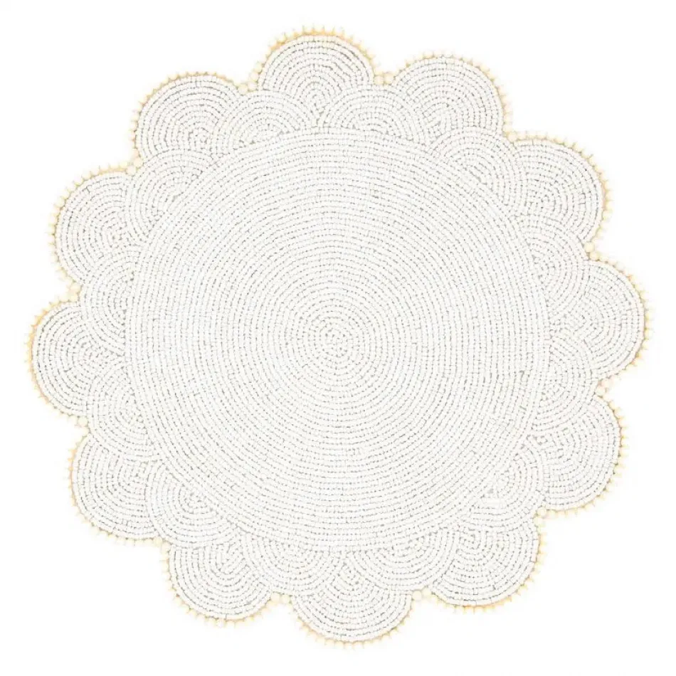 Dewdrop White/Pearls 15" Round Placemat