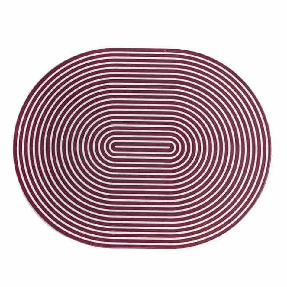 Lacquer Stripe Plum/White 14" x 18" Oval Placemat