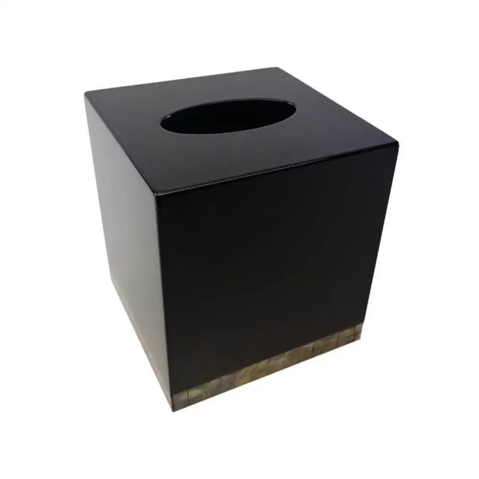 Lacquer/Shell Tissue Box Black Shell