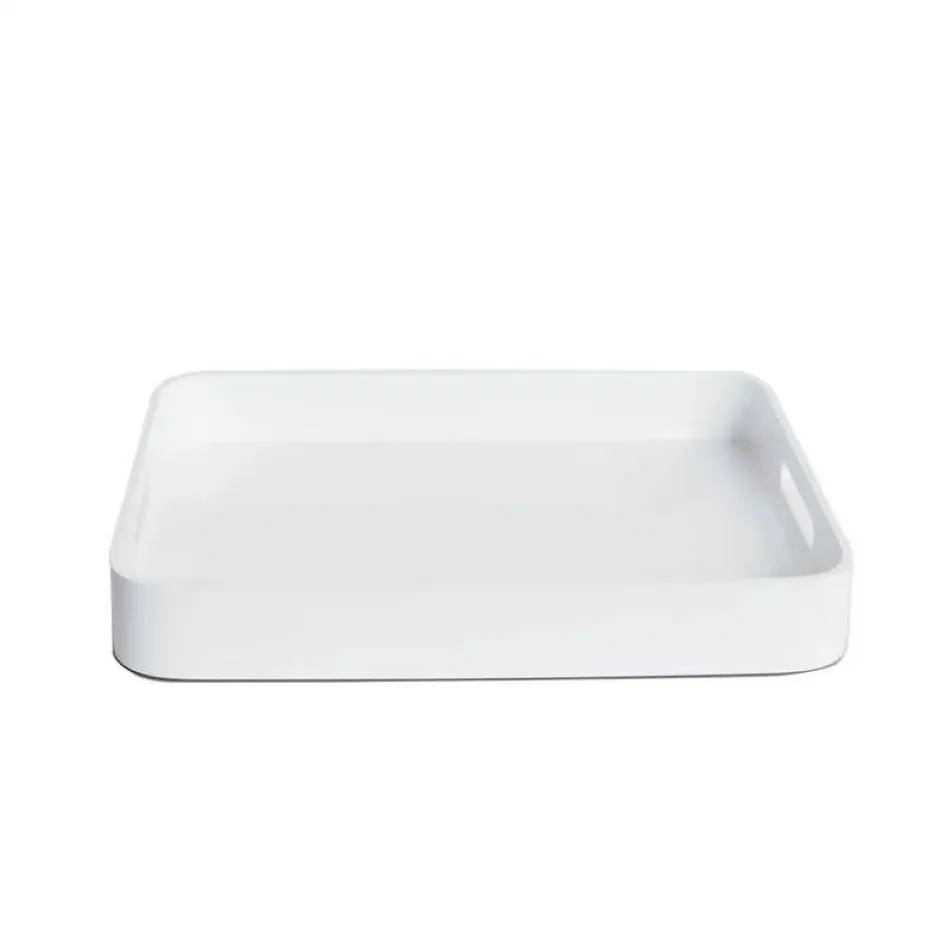 White 12" x 16" x 2" Medium Lacquer Tray