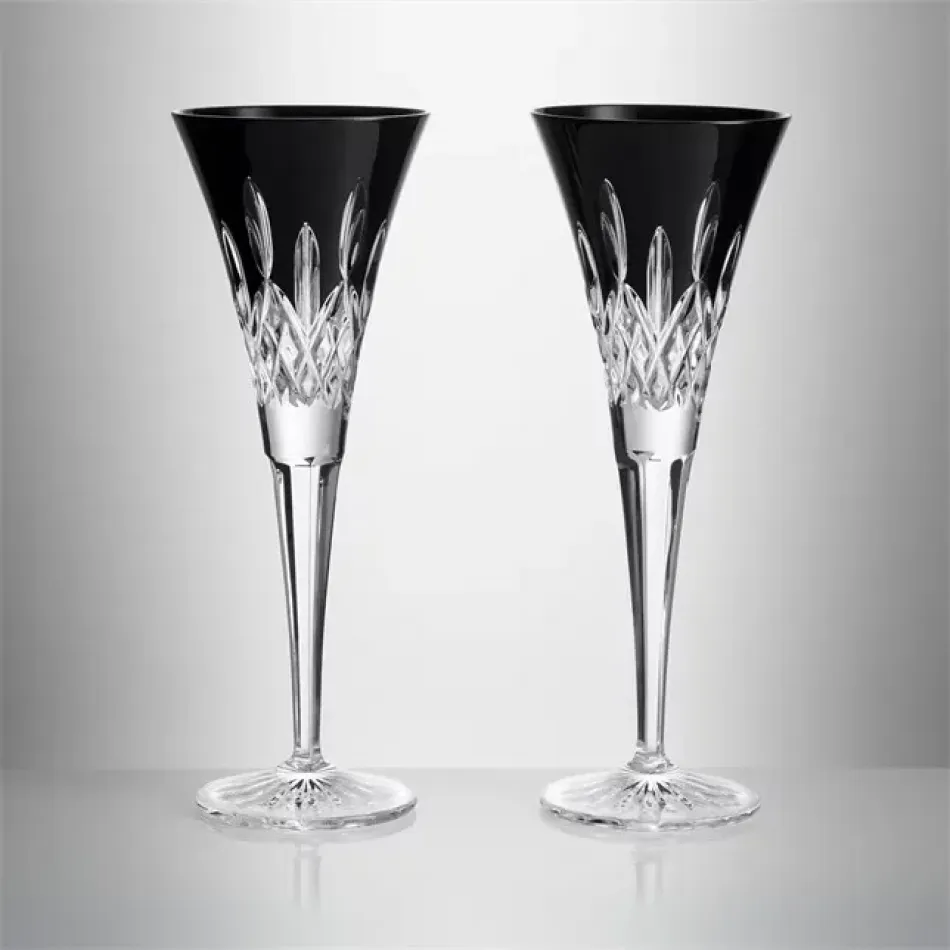 Lismore Black Toasting Flute 170ml 5.5floz, Set of 2