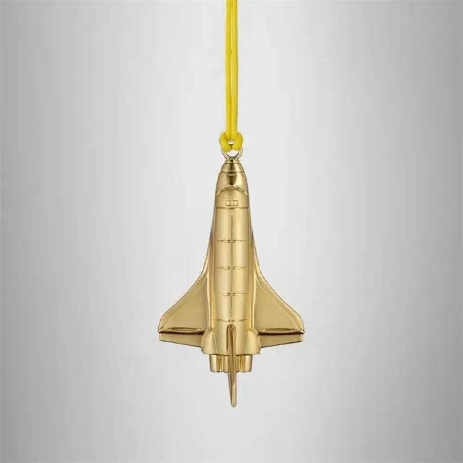 Christmas Rocketship Golden Ornament