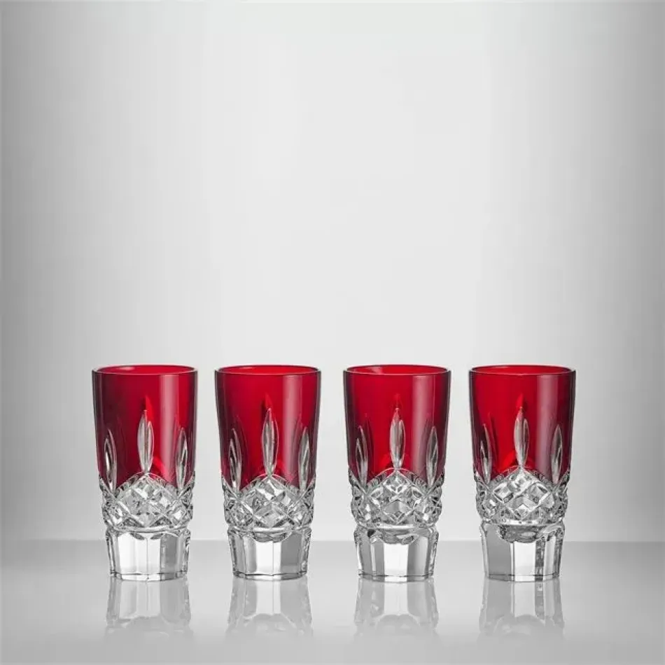 Lismore Red Shot Glass, 56ml, Set of 4