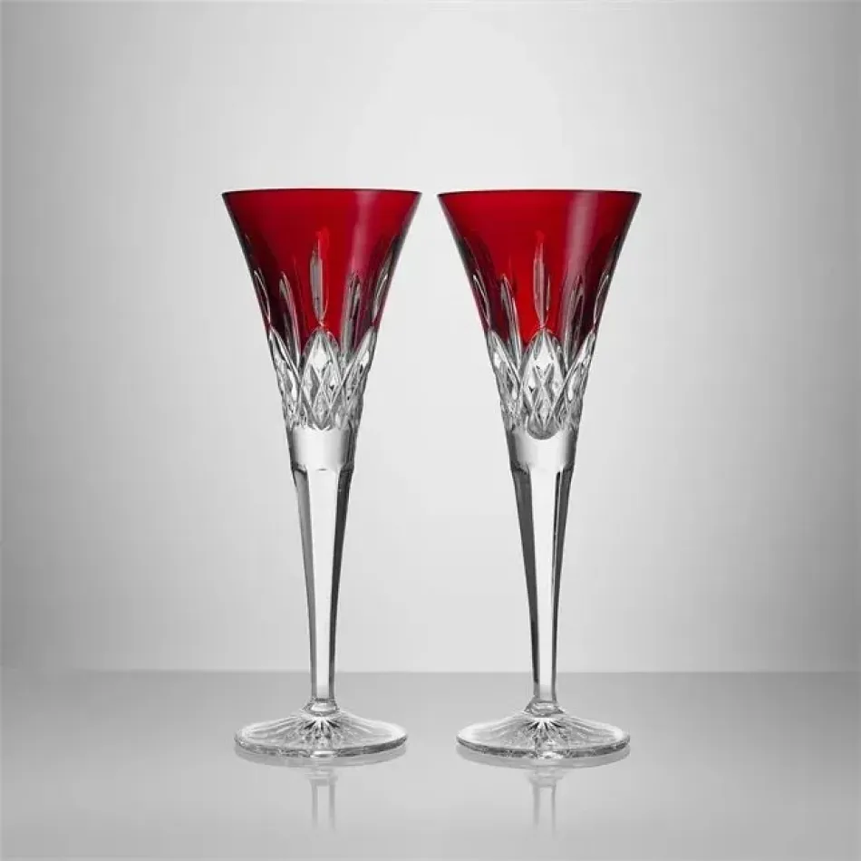 Lismore Red Toasting Flute, 170ml, Set of 2