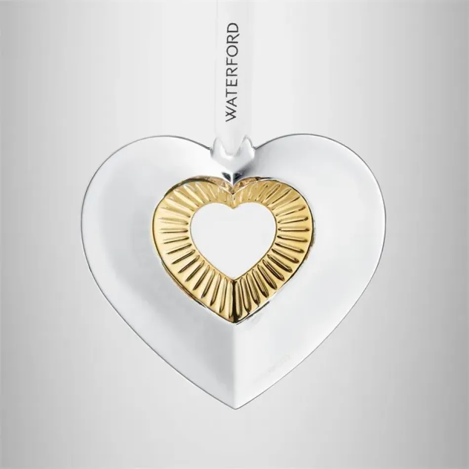 Christmas Crystal Heart with Gold Ornament