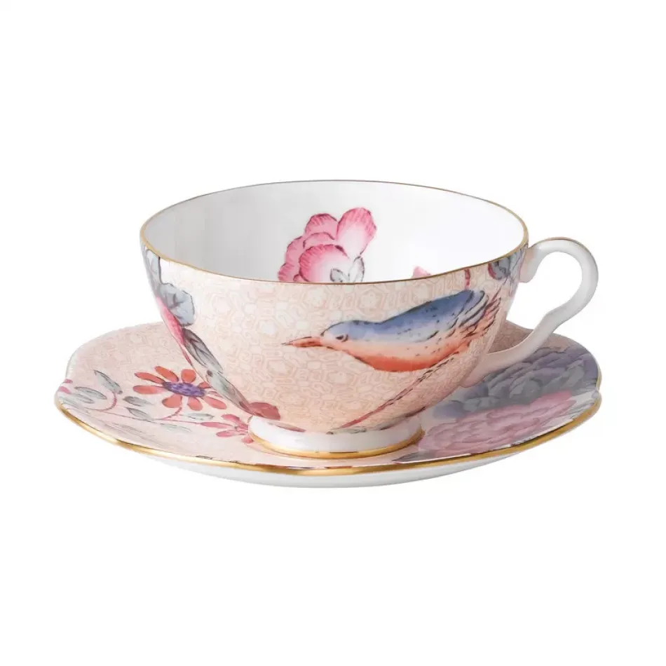 Cuckoo Teacup & Saucer Peach, Set of 4