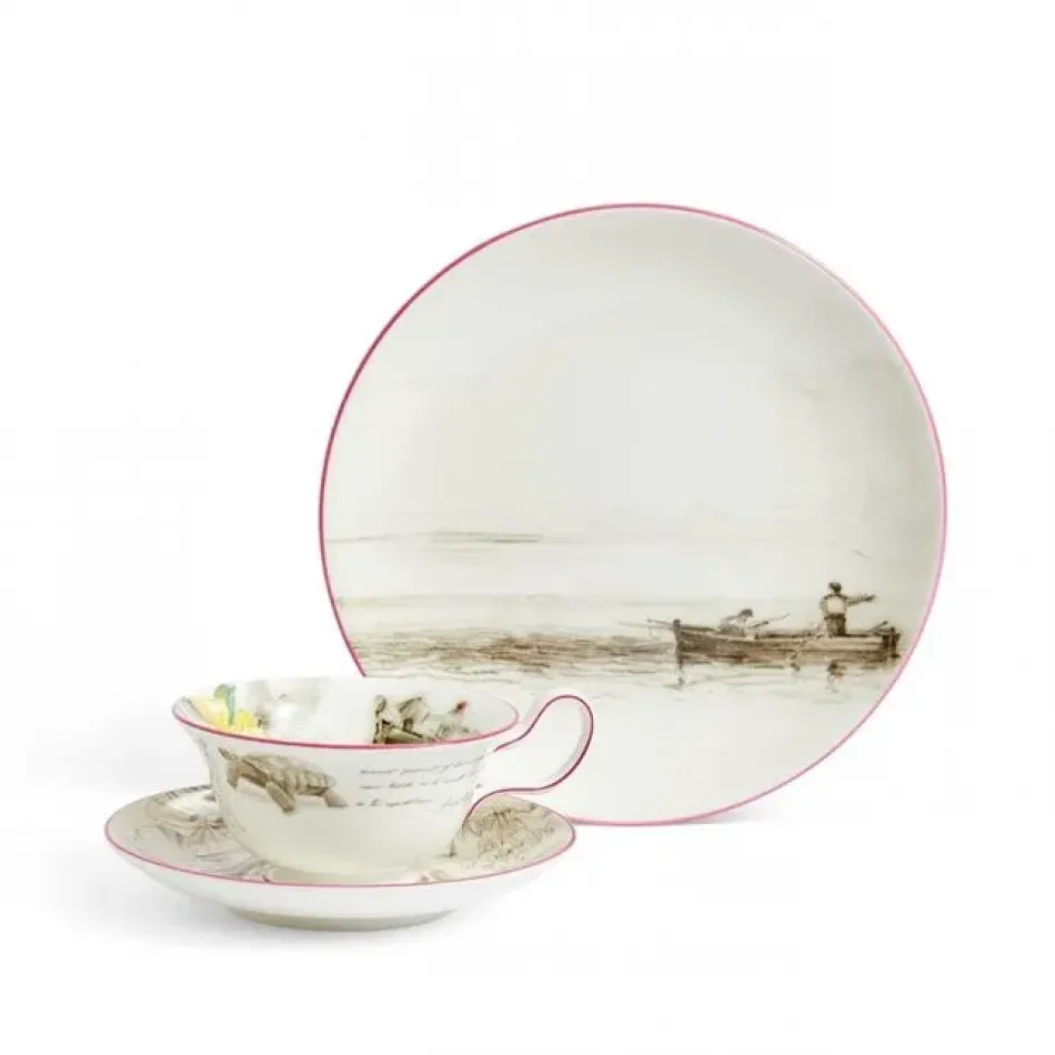 Voyage of the Beagle Darwin Galapagos Islands Teacup Saucer Plate, 3 Pieces