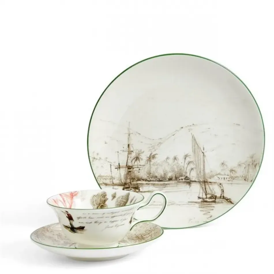 Voyage of the Beagle Darwin Tahiti Teacup Saucer Plate, 3 Pieces