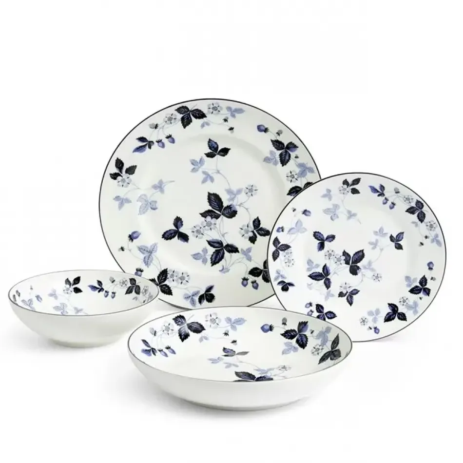 Wild Strawberry Inky Blue Dinnerware 4 Pieces