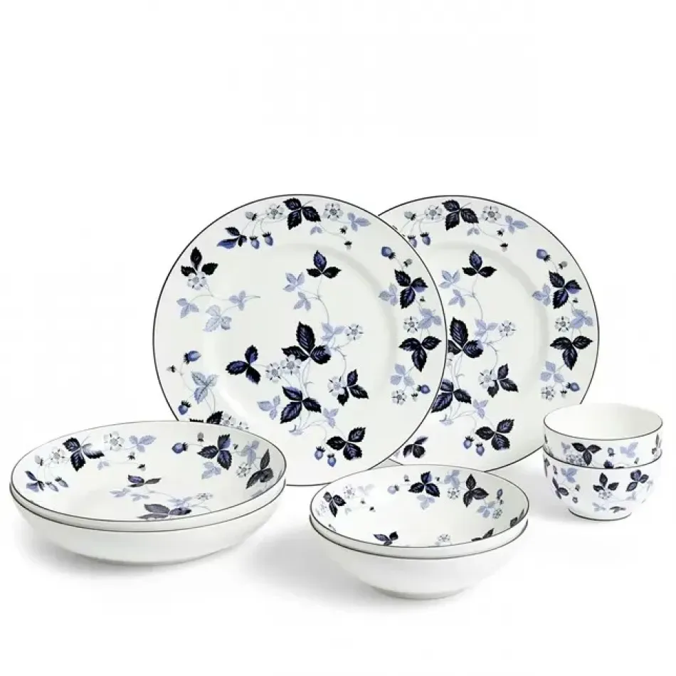 Wild Strawberry Inky Blue Dinnerware 8 Pieces