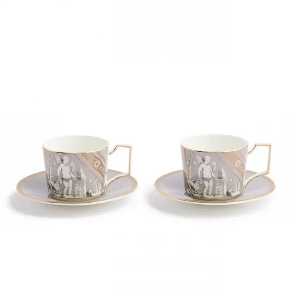 Renaissance Grey Accents Renaissance Grey Teacup Saucer 250ml 8.45oz Set of 2