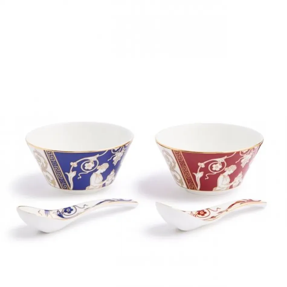 Renaissance Mix Accents Renaissance Mix Bowl & Soup Spoon Set of 2 Gold/Red