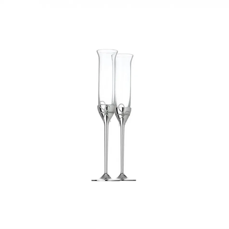 Vera Wang Love Knots Toasting Flutes Silver, Set of 2