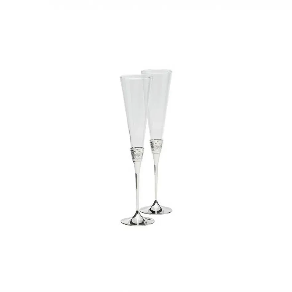 Vera Wang With Love Toasting Flute Silver, Set of 2