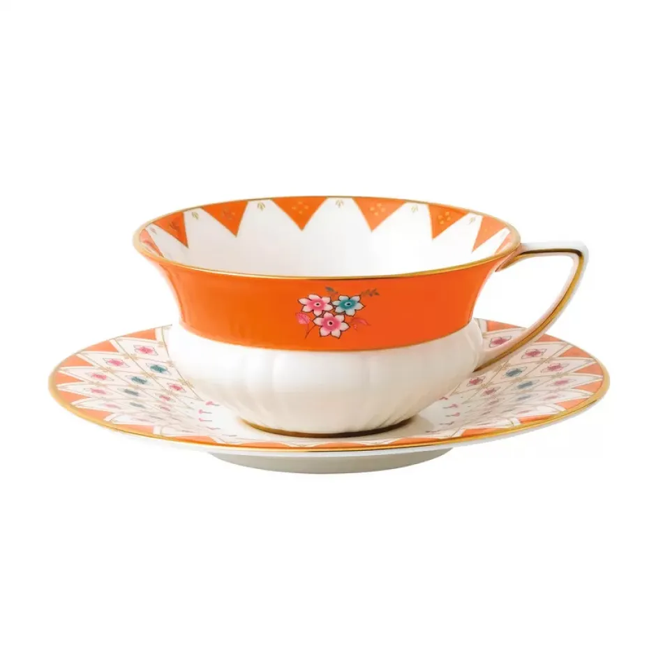 Wonderlust Peony Diamond Teacup & Saucer 140ml 4.7floz