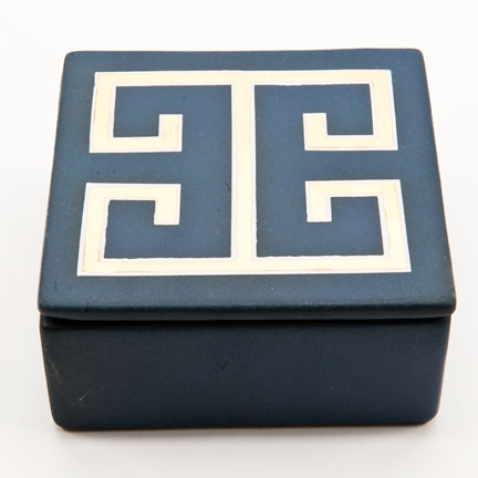 Greek Key Blue Trinket Box