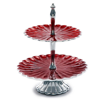 Peony Tiered Server in Pomegranate