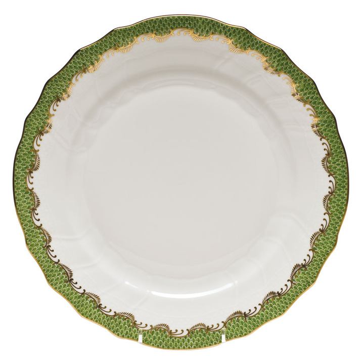 Herend Fish Scale White Evergreen Border Dinnerware | Gracious Style