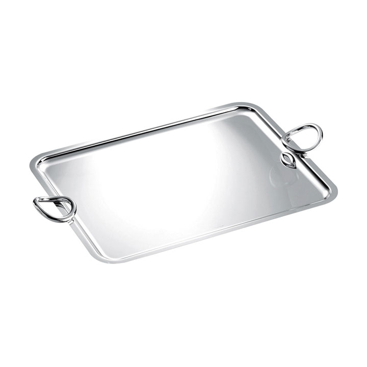 Christofle Vertigo Silver Plated Rectangular Tray with Handles, Small