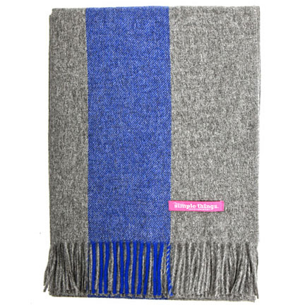 Grey and Blue Stripe Throw