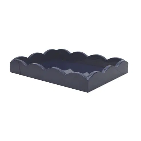 Addison Ross Navy Small Lacquered Scalloped Tray