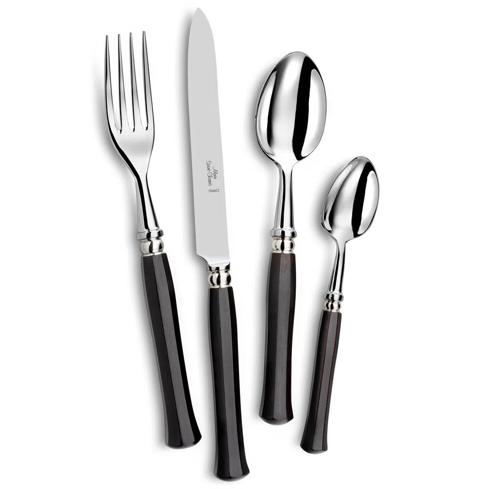 Gold Pvd Cutlery - Elena - Set 24 Pcs Black Pearly Handle - Discounted  prices