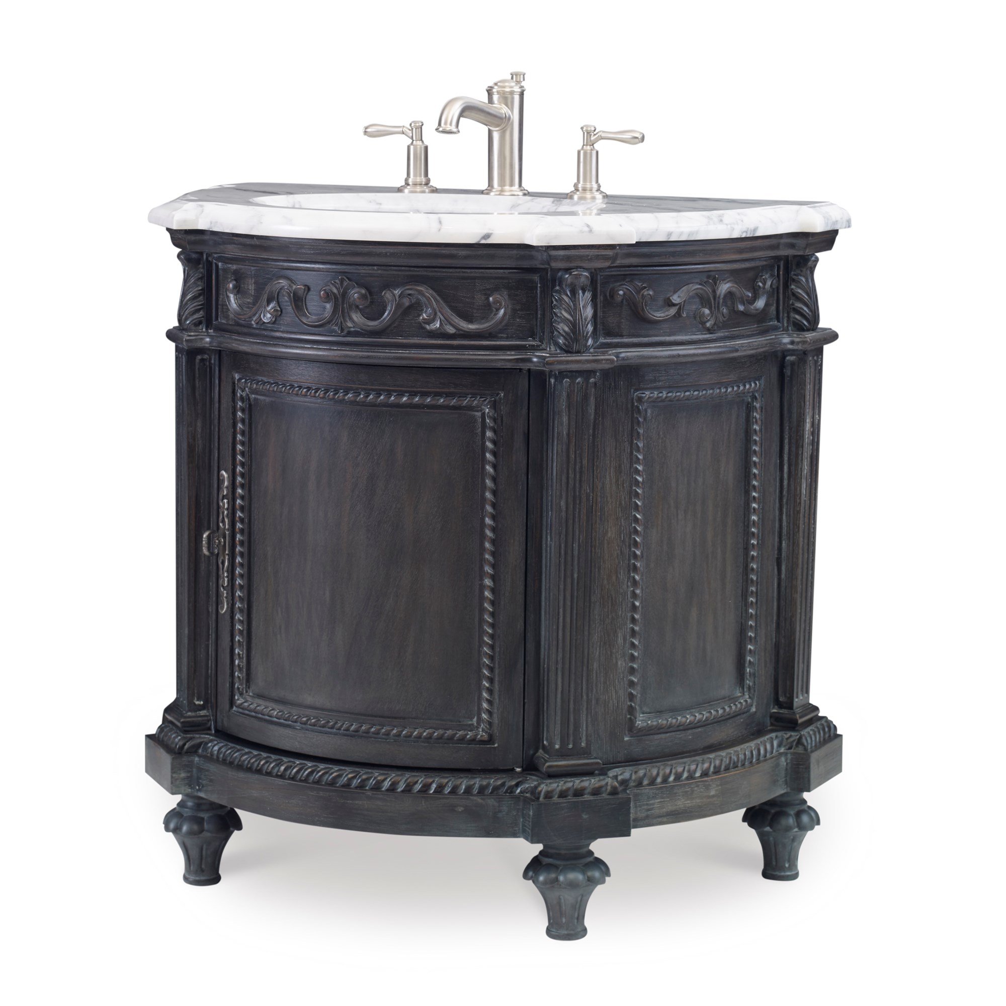 Ambella Home Demilune Sink Chest Bath Vanity, Black Gracious Style
