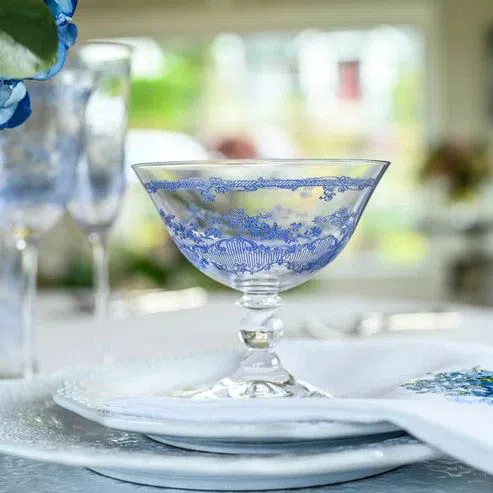 Arte Italica Giardino Blue Champagne Flute