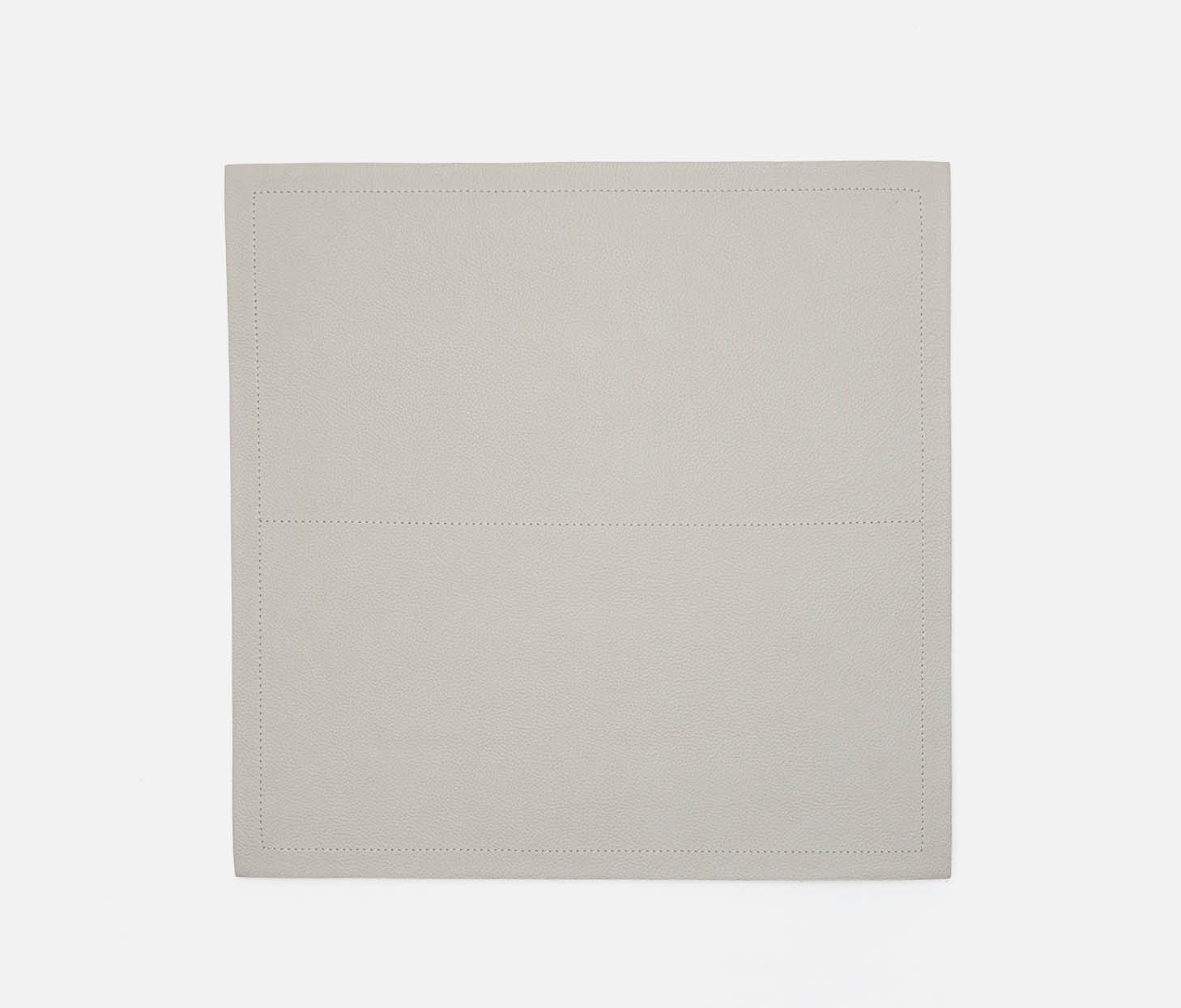 Blue Pheasant Evan Light Gray Full Grain Leather Placemats and Coasters