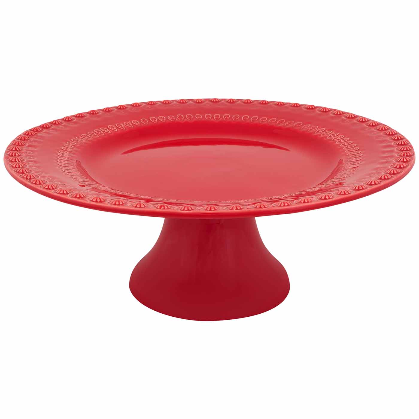 Bordallo Pinheiro Fantasy Red Cake Stand 11" Gracious Style