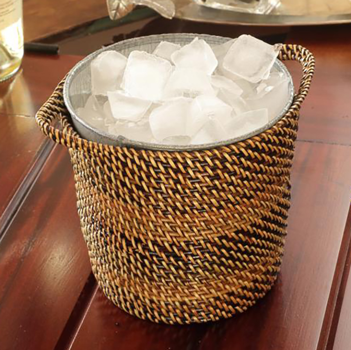 Calaisio Handwoven Round Ice Basket with Galvanized Bucket Gracious Style