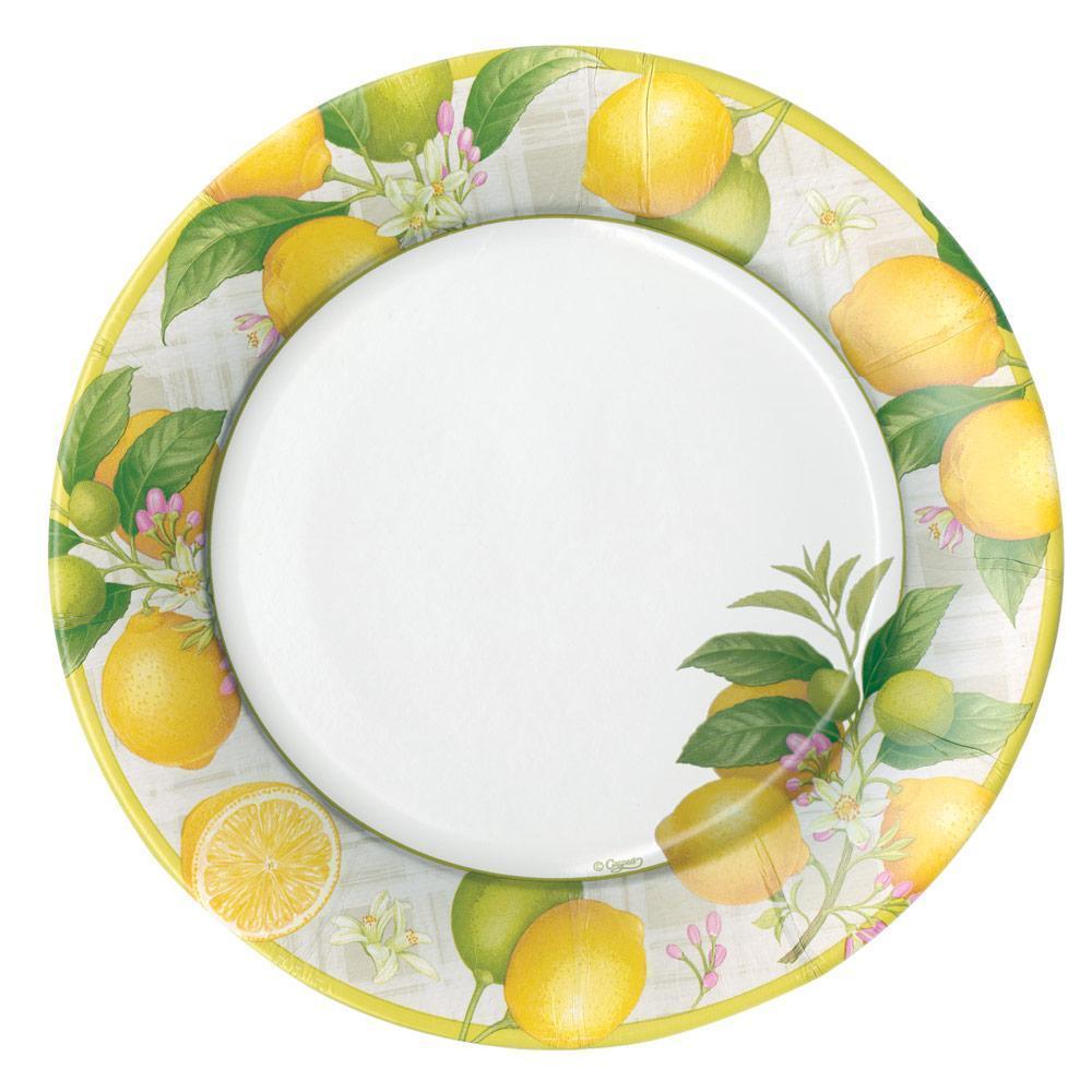 Caspari Citron Paper Dinner Plates, 8 Per Pack | Gracious Style