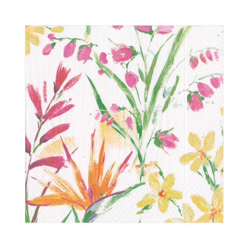 Caspari Brushstroke Floral Paper Luncheon Napkins, 20 Per Pack