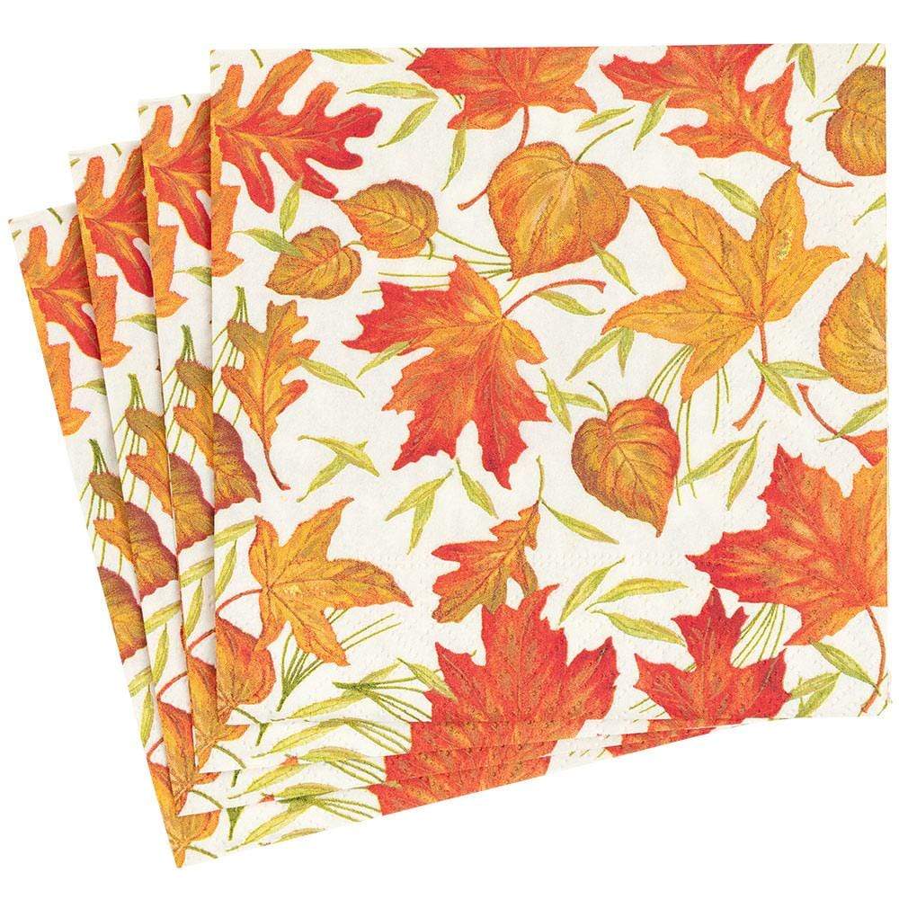 Caspari Woodland Leaves Paper Dinner Napkins in Ivory, 20 Per Pack
