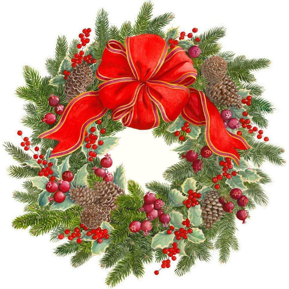 Caspari Evergreen Wreath Die-Cut Placemat | Gracious Style