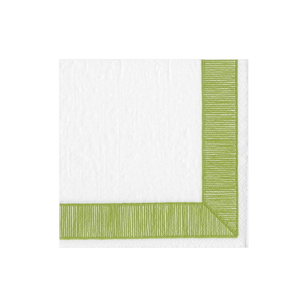 Caspari Dessin Passementerie Paper Linen Dinner Napkins in Moss Green - 12 per Package