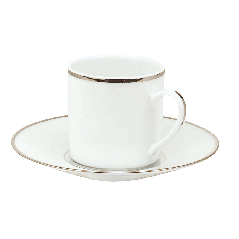 Christofle Albi Porcelain Demitasse Cup and Saucer Platinum finish ...