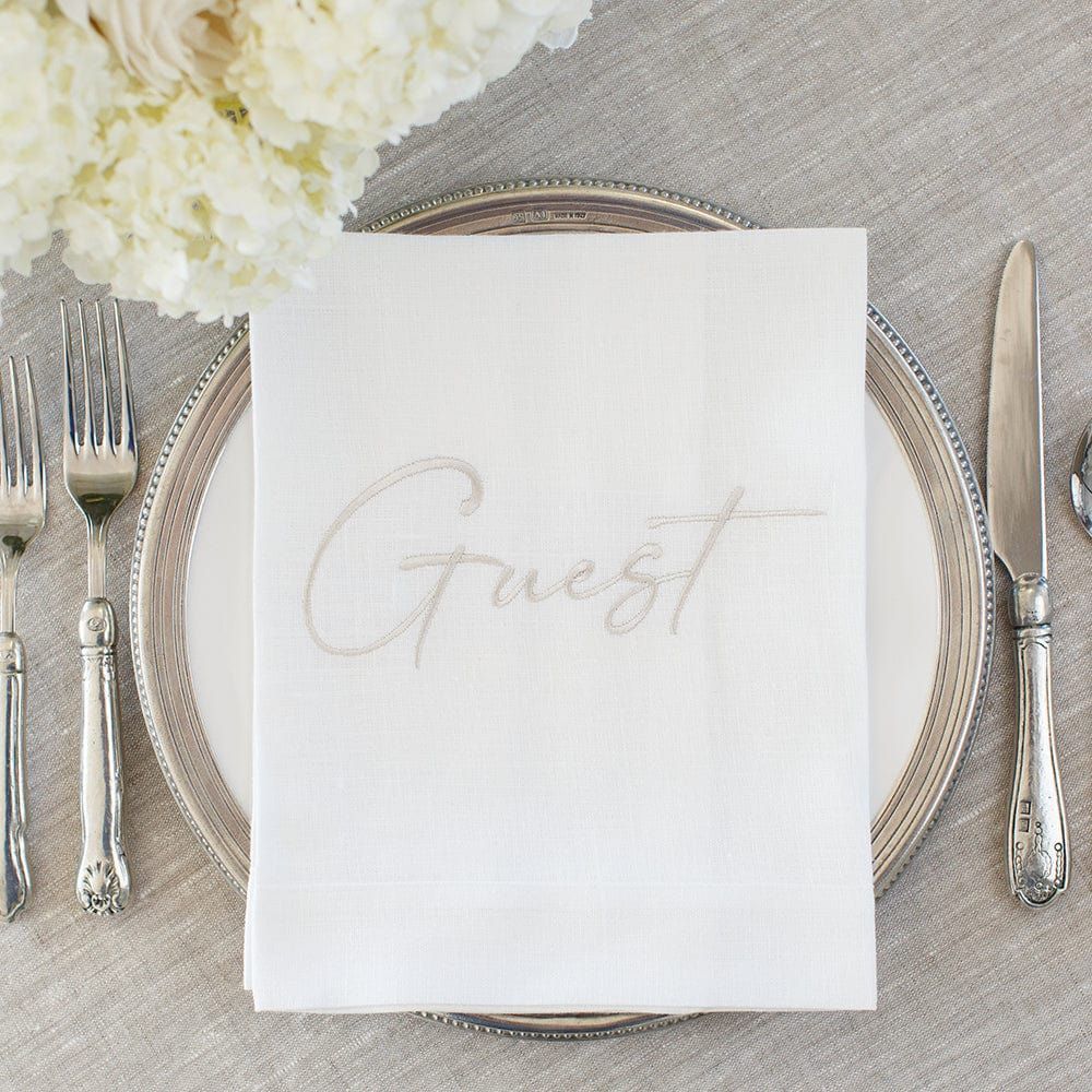 Crown Linen Designs Guest Napkin Tri-Fold White (Champagne) | Gracious ...